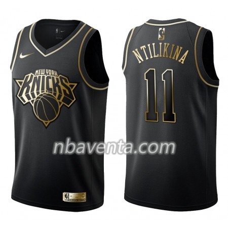 Camiseta Hombre New York Knicks Frank Ntilikina 11 Nike Negro Golden Edition Swingman